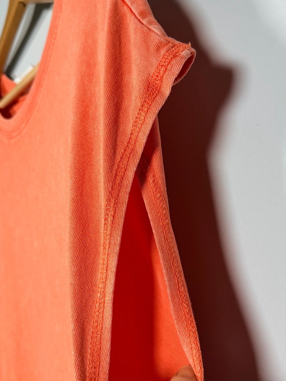 Double Zero Orange 100% Cotton Midi Side Slit T Shirt Dress Pockets Small - Picture 5 of 10